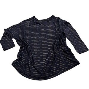 True Religion Top Womens Size S Navy‎ Gold All Over Print Long Sleeve